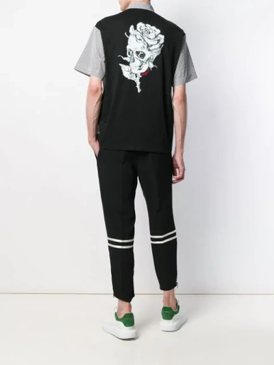 Shop Alexander Mcqueen Striped Skull Print Shirt In Black