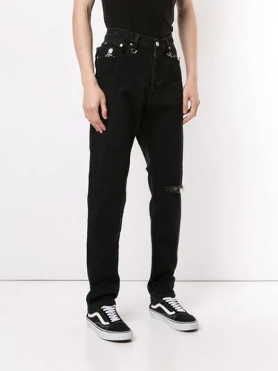 Shop Mastermind Japan Slim-fit Jeans With Distressed Details In Black