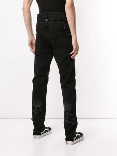 Shop Mastermind Japan Slim-fit Jeans With Distressed Details In Black