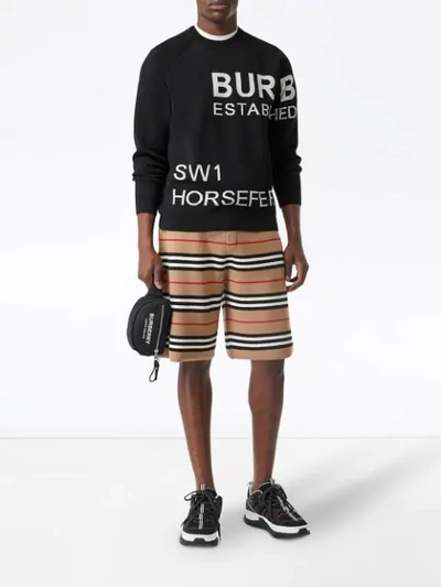 Shop Burberry Horseferry Intarsia Sweater In Black