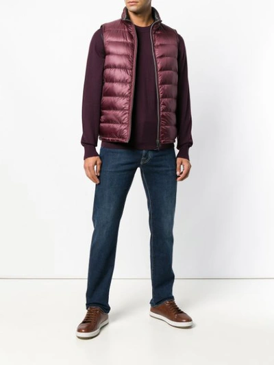 Shop Herno Zipped Padded Vest In Pink