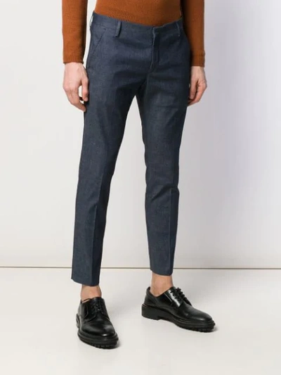 Shop Entre Amis Slim-fit Tailored Trousers In Blue