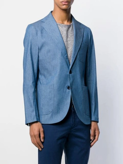 Shop Entre Amis Chambray Blazer In Blue