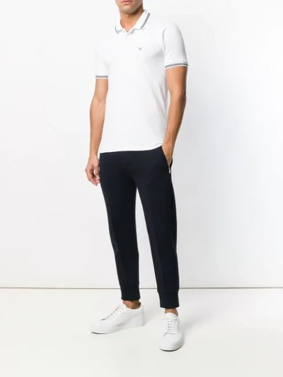 Shop Emporio Armani Short Sleeve Polo Shirt In White