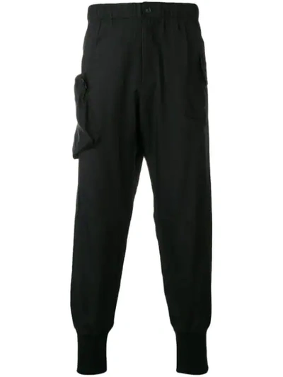 Shop Yohji Yamamoto Cargo Pocket Trousers In Black
