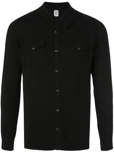 Shop Eleventy Chest Pockets Shirt In Black