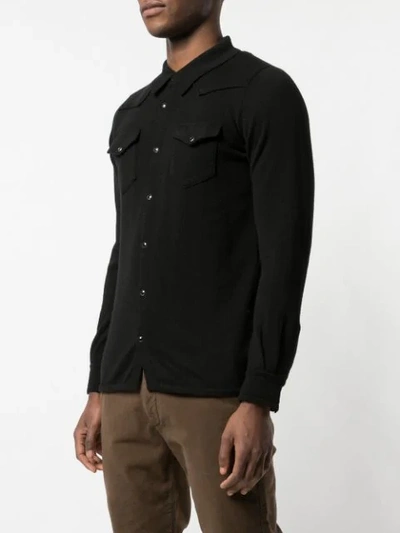 Shop Eleventy Chest Pockets Shirt In Black