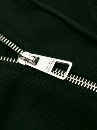 Shop Versace Collection Logo Hooded Track Jacket - Black