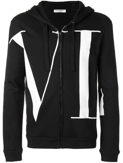 Shop Valentino Vltn Zipped Jacket In Black