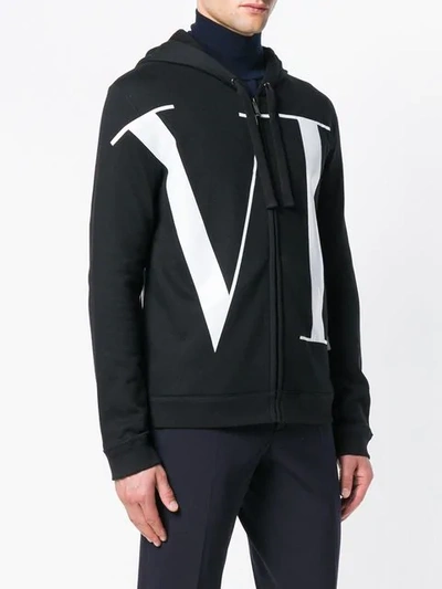 Shop Valentino Vltn Zipped Jacket In Black