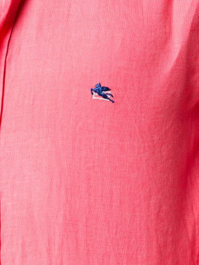 Shop Etro Button Down Logo Shirt In Pink