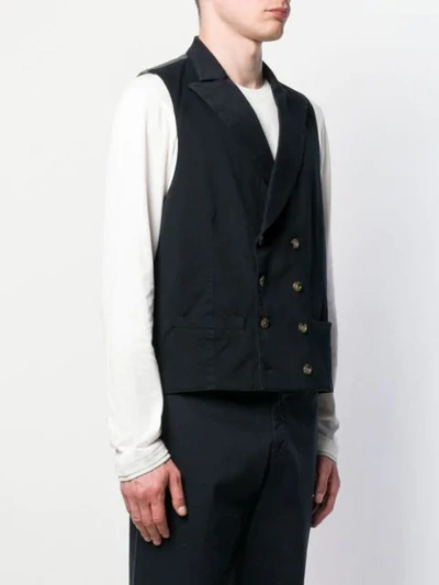 Shop Eleventy Double Breasted Waistcoat In Blue