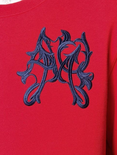 Shop Alexander Mcqueen Folk Embroidered Jumper In 6610 Red