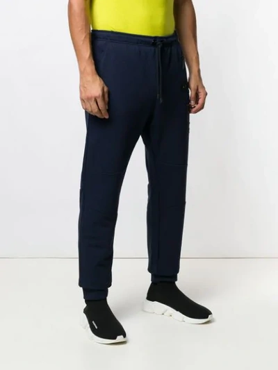 Shop Fendi Cuffed Track Pants - Blue