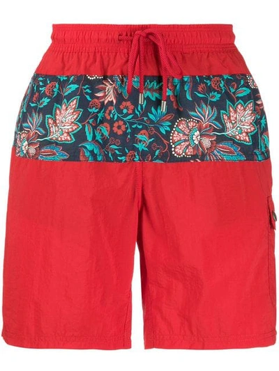 Shop Etro Floral Swim Shorts In Red