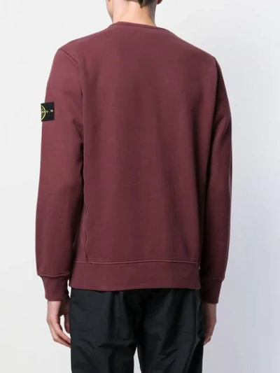 Shop Stone Island Logo Patch Sweatshirt In V0011 Dark Burgundy