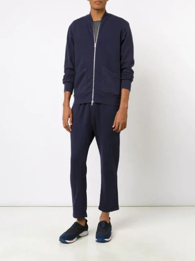 321 Patch Pockets Bomber Jacket In Blue