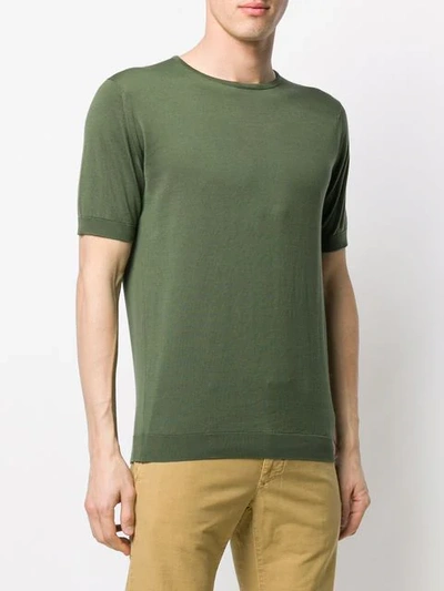 Shop John Smedley Belden Ribbed Trim T-shirt - Green
