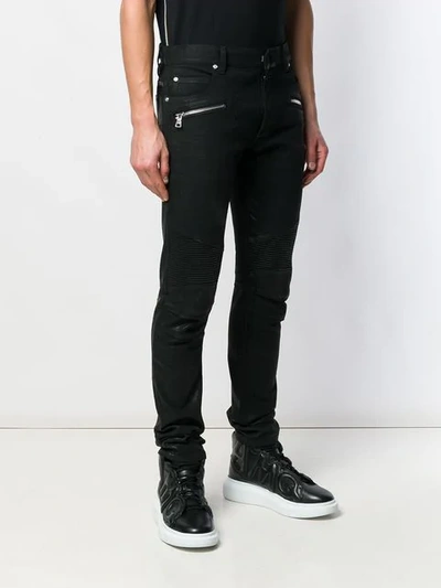 Shop Balmain Skinny Biker Jeans In Black