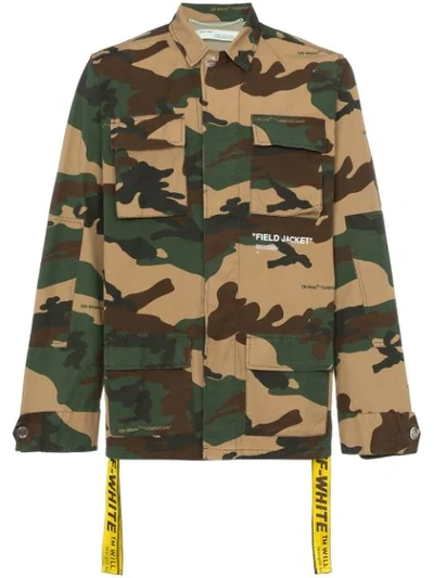 Shop Off-white Camouflage Cotton Field Jacket In 9901 Army Green