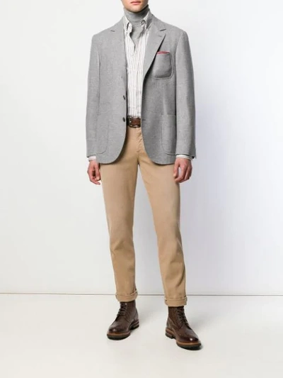 Shop Brunello Cucinelli Felt Blazer In Grey