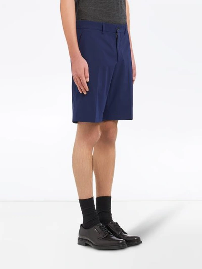 Shop Prada Stretch Technical Fabric Bermudas In Blue