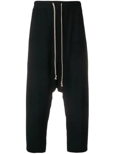 Shop Rick Owens Drawstring Cropped Trousers - Black