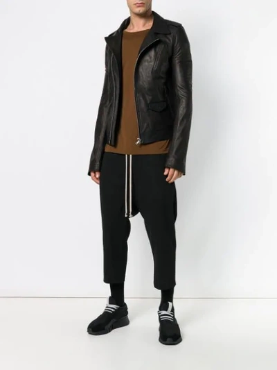 Shop Rick Owens Drawstring Cropped Trousers - Black