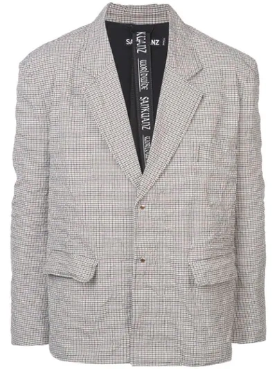 Shop Sankuanz Wrinkled-effect Check Blazer In White