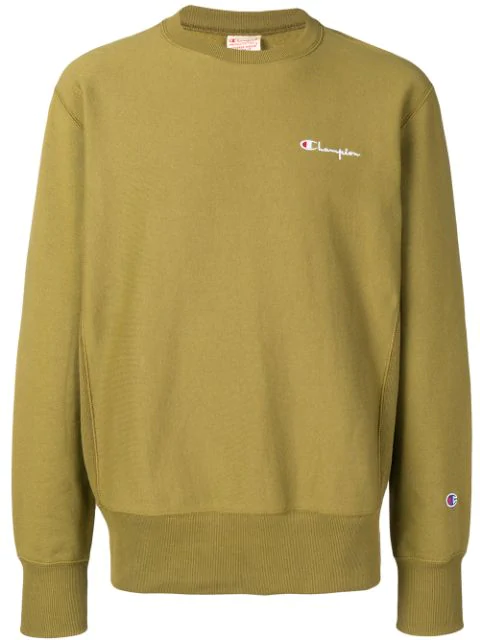 olive green champion sweatshirt