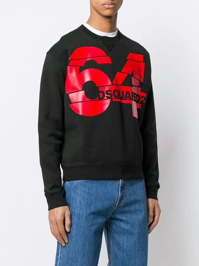 Shop Dsquared2 Sweatshirt Mit "64"-logo In Black