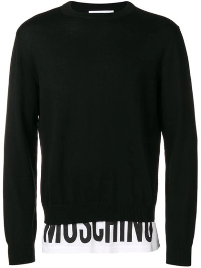 Shop Moschino Logo Waistband Sweater In Black