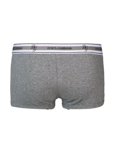 Shop Dolce & Gabbana Logo Fitted Boxers In Grey