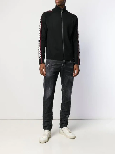 Dsquared2 Side Logo Band Zipped Jacket In Black