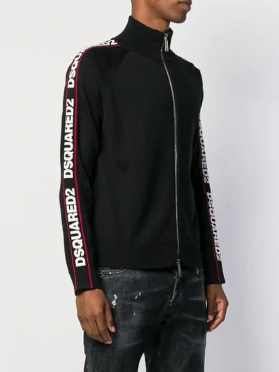 Dsquared2 Side Logo Band Zipped Jacket In Black