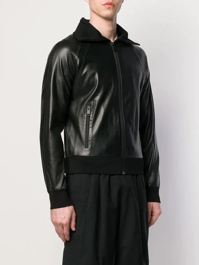 Shop Yves Salomon Leather Bomber Without Hood In Black