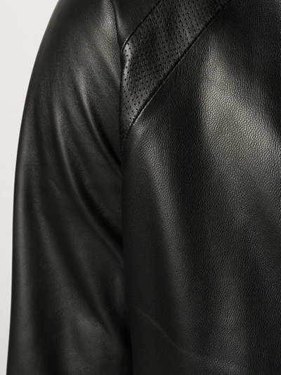 Shop Yves Salomon Leather Bomber Without Hood In Black