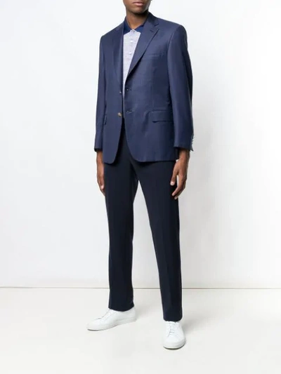 Shop Brioni Single Breasted Blazer In Blue