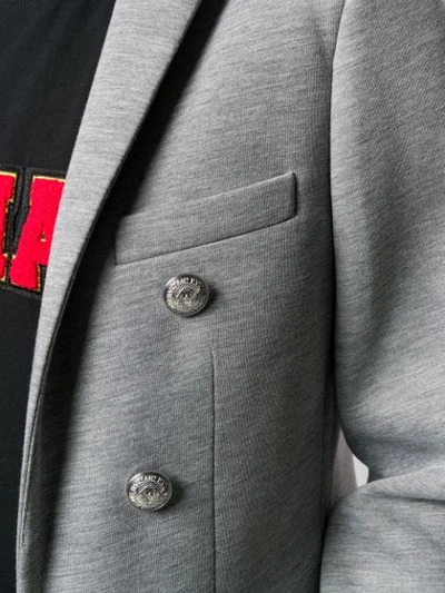 Shop Balmain Button Detail Blazer - Grey