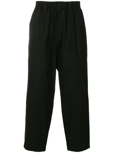 Shop Yohji Yamamoto Drop Crotch Trousers In Black