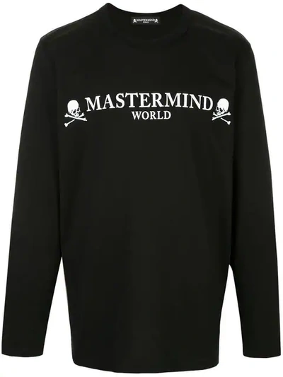 Shop Mastermind Japan Skull Logo Long Sleeve T In Black