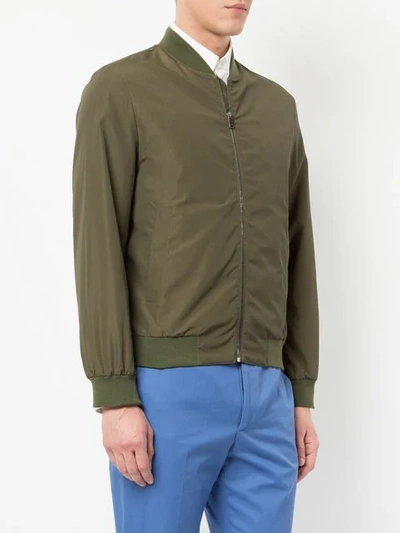 Shop Gieves & Hawkes Zipped Fitted Jacket In Green