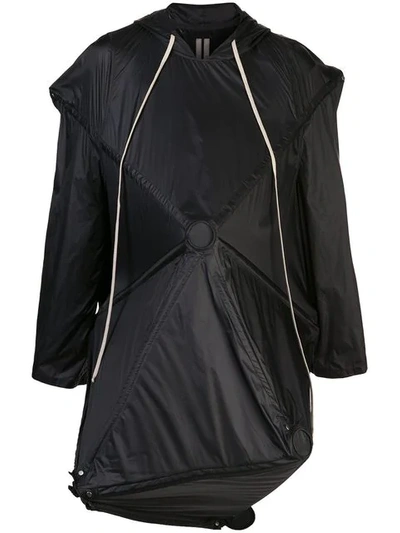 RICK OWENS DECONSTRUCTED UMBRELLA COAT - 黑色