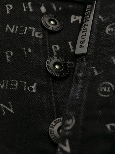 Shop Philipp Plein Logo Pattern Straight Jeans In Black