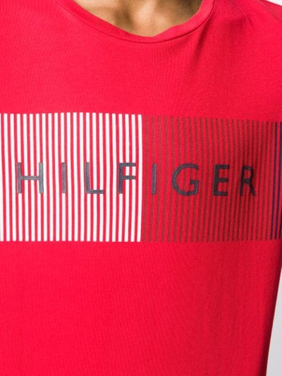 Shop Tommy Hilfiger Logo Print Crew Neck T-shirt In Red