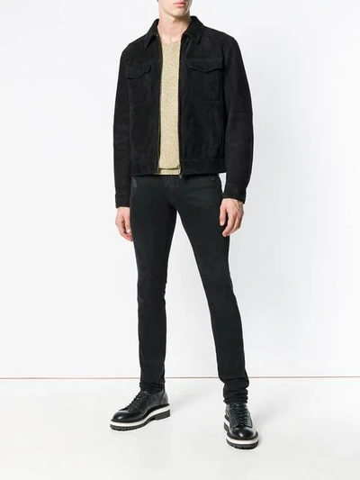 collared suede jacket