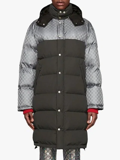 Shop Gucci Gg Jacquard Nylon Jacket In Grey