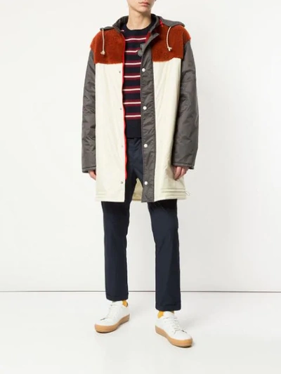 MARNI COLOUR BLOCK PARKA COAT - 白色