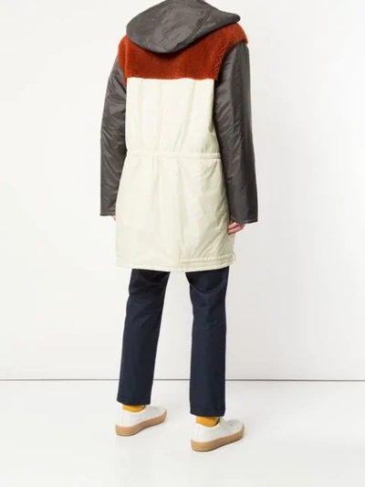 MARNI COLOUR BLOCK PARKA COAT - 白色