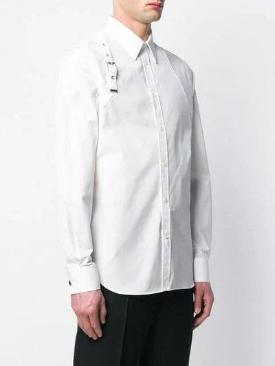 ALEXANDER MCQUEEN 扣环肩带细节衬衫 - 白色